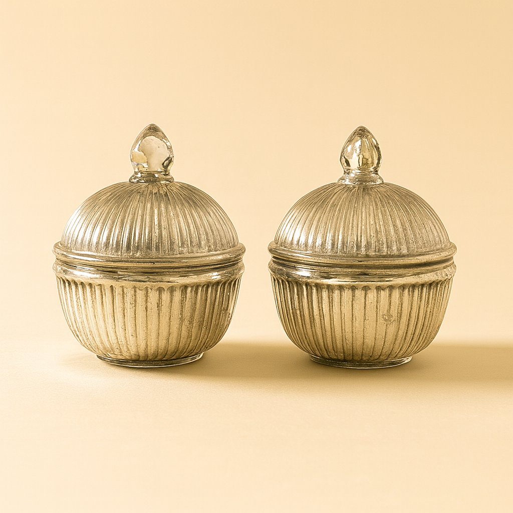 Silver Fluted Jars - Set of 2
