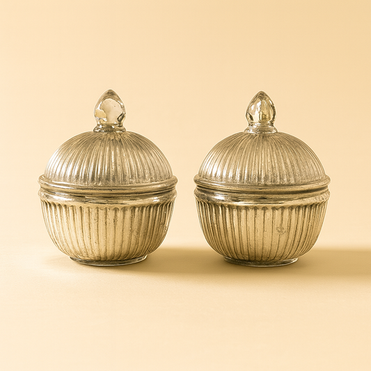 Silver Fluted Jars - Set of 2