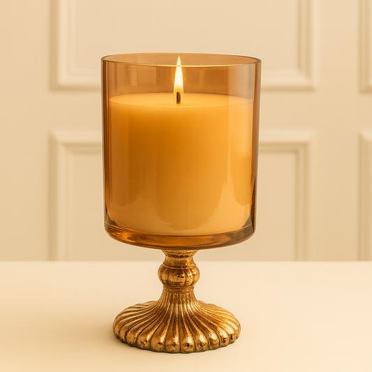 Pedestal Candle Jar - Amber