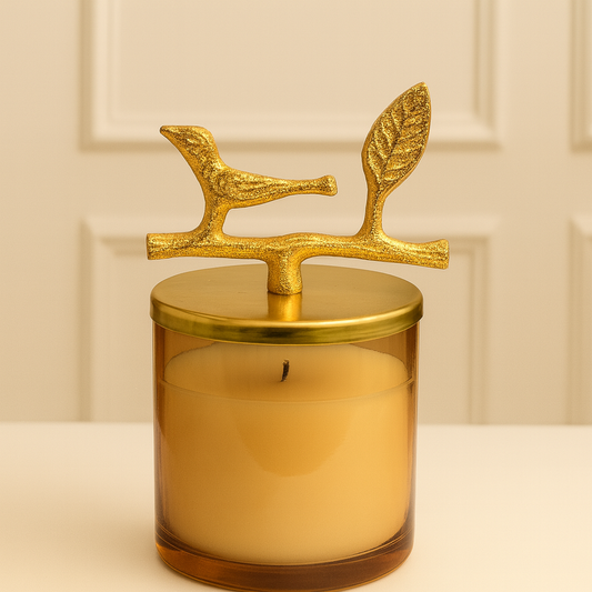 Bird & Leaf Candle Jar